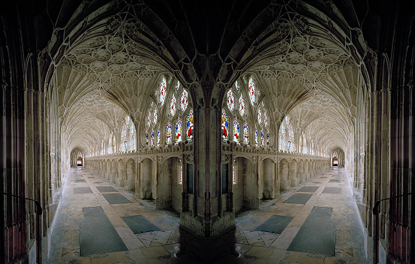 The gothic cloister of Gloucester Cathedral, England